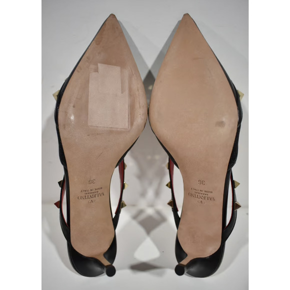 Valentino Rockstud Black Mule Mesh Classic Pointed Backless Sandal Heel Pump 36 - Picture 11 of 11